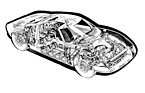 Ford GT 40 (1964) - Durchsichtszeichnung der ersten Version des amerikanischen Sportwagens