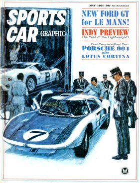 Ford GT 40 (1964) - Zeichnung auf dem Titelblatt von Sports Car Graphics Mai 1964