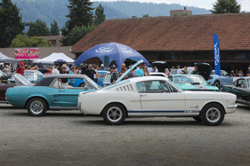Ford Mustang GT 2+2 (1965) - vor einem '67er Hardtop mit Vinyldach - 8. Mustang & Shelby Meeting 2024 Ford Mustang GT 2+2 (1965) - vor einem '67er Hardtop mit Vinyldach - 8. Mustang & Shelby Meeting 2024