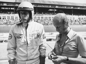 Ford-Schritte - Capri-RS-Pilot Stuck mit Kranefuss beim Eifelrennen 1972 am Nürburgring.