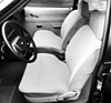Ford Taunus 1.6 L (1976) – längsgesteppte Stoffsitze und Zweispeichenlenkrad