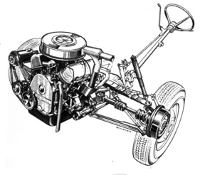 Ford Taunus 12 M (1962) - Vorderachskonstruktion und Motor Ford Taunus 12 M (1962) - Vorderachskonstruktion und Motor