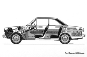 Ford Taunus 12 M Coupé (1963) - mit flacherer Heckscheibe zum Coupé gewandelt (Durchsichtszeichnung)