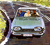 Ford Taunus 17M (1961) - flott durch die Kurve - Prospektillustration