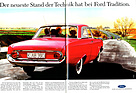 Bild: Ford Taunus von damals in der Ford-Werbung von 1987, die auf die Fortschritte bei Scorpio, Sierra und Escort aufmerksam machte