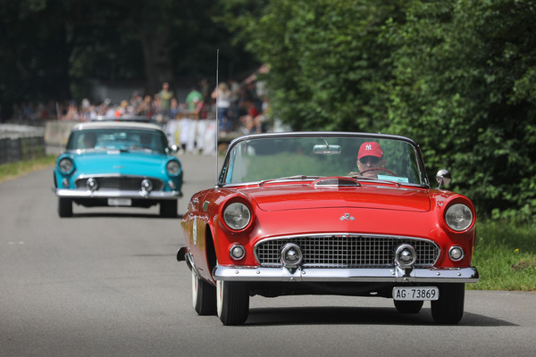 Bild Ford Thunderbird (1955) - Startfeld "FaBaM - Freunde alten Blechs und aller Marken" - Oldtimer GP Brugger Schachen 2024