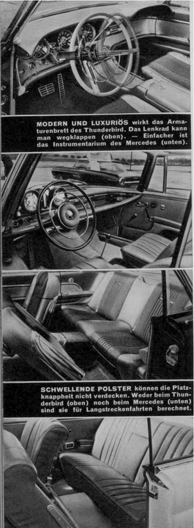 Ford Thunderbird gegen Mercedes-Benz 220 SE Coupé (1963) - Interieurvergleich