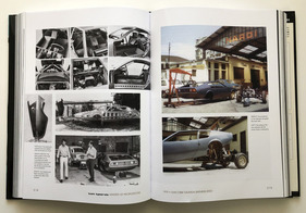 Fotos vom Bau des Giacobbi Sinthesis 2000 von 1970 mit einem Mittelmotor vom Lancia Flavia. – Buch „Tom Tjaarda – Master of Proportions“