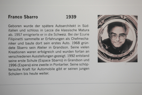 Franco Sbarro auf der Autobau "Wall of Fame" - verliehen anlässlich der Vernissage zur Sonderschau Sbarro Concept-Cars in der autobau erlebniswelt