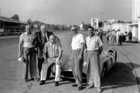 GP von Italien 1954 - Hermann Lang, Alfred Neubauer, Juan Manuel Fangio, Karl Kling und Hans Herrmann