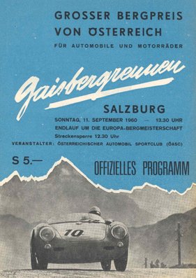 Gaisbergrennen Jahresprogramm Titelblatt 1960 Gaisbergrennen Jahresprogramm Titelblatt 1960