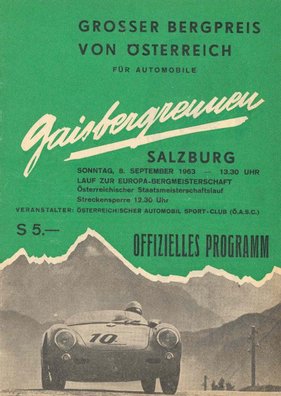 Gaisbergrennen Jahresprogramm Titelblatt 1963 Gaisbergrennen Jahresprogramm Titelblatt 1963
