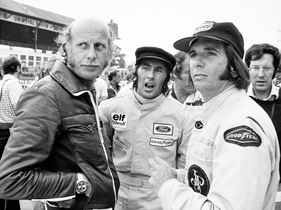 Geniestreich - Für den Tourenwagen-GP am Ring verpflichtet Kranefuss 1973 die FI-Weltmeister Stewart und Fittipaldi für einen gemeinsamen Capri-RS-Start.