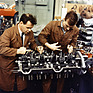 Image: Gerhard Küchle and Valentin Schäffer (left) producing an engine for the Porsche Type 917, 1969/70
