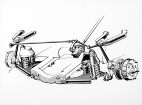 Glas 1204 (1963) - Vorderradaufhängung, in gleicher Form auch im S 1204 und 1004 verwendet
