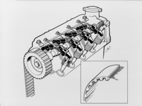 Glas 1300 GT (1963) - der Motor mit obenliegender Nockenwelle und Zahnriemen