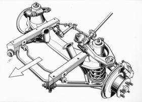 Glas 1300 GT (1966) - Skizze der Vorderachse