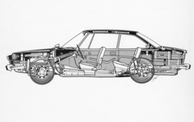 Glas 2600 V8 (1966) - Durchsichtszeichnung zeigt die intelligente Konstruktion Glas 2600 V8 (1966) - Durchsichtszeichnung zeigt die intelligente Konstruktion