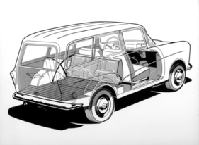 Glas Isar K700 (1962) - Kombiversion mit komplett versenkbarer hinterer Sitzbank (Durchsichtszeichnung) (1962)