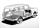 Glas Isar K700 (1962) - Kombiversion mit komplett versenkbarer hinterer Sitzbank (Durchsichtszeichnung)