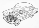 Goggomobil T 600 (1957) - Internationale Automobilausstellung (IAA) in Frankfurt 1957 - Durchsichtszeichnung, links-vorne