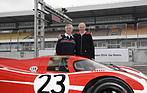 Bild: Hans Herrmann und Richard Attwood - am Porsche-Pressetermin 2013 auf dem Hockenheimring