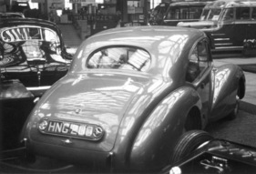 Healey 2,4 Litre (1947) - Heckansicht des 'Duncan', ausgestellt am Pariser Automobilsalon