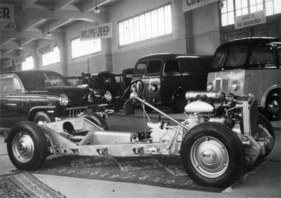 Healey 2,4 Litre (1948) - Chassis gezeigt am Genfer Automobilsalon von 1948