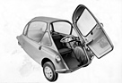 Heinkel Kabine (1956) - der Einstieg erfolgt bei allen Produktionsfahrzeugen von vorne, während frühe Prototypen noch teilweise seitliche Türen hatten
