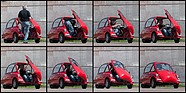 Heinkel-Kabine Typ 154 (1957) - das Einsteigen durch die Fronttür sieht kompilizierter aus, als es ist