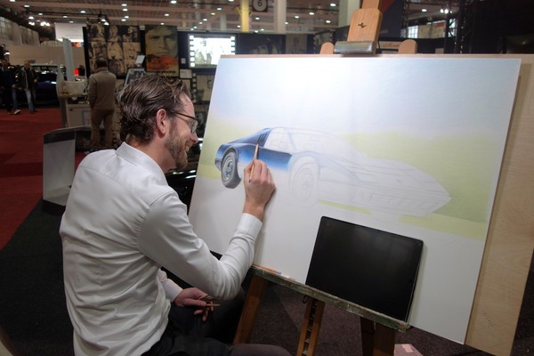 Hier findet ein Ferrari 365 GT/4 BB aufs Zeichenbrett, mit ein wenig künstlerischer Freiheit – Classic Car Show Brussels 2022