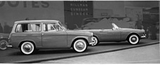 Hillman Husky Station Wagon (1960) - dahinter der langstreckte Sunbeam Rapier Zweisitzer - Genfer Autosalon 1960