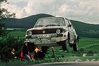 Bild: Holger Bohne als VW-Werksfahrer im Rallye-Golf 1 an der Hessen Rallye 1979