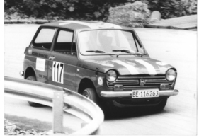 Honda N 600 (1970) - Titelanwärter Serien-Wagen, Jürg Fässler beim Bergrennen am Gurnigel (1970)