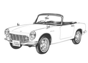Honda S 600 (1966) - Strichzeichnung des kleinen Sportwagens