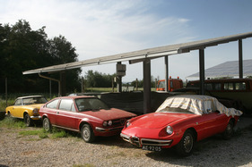 Impressionen vom Fahrzeug- und Teilehändler Ge.Pi. Motors Snc in der Toskana - Alfa Romeo Duetto Spider, Alfasud Sprint und Fiat 124 Spider - hoffentlich bald wieder auf der Strasse (1976)