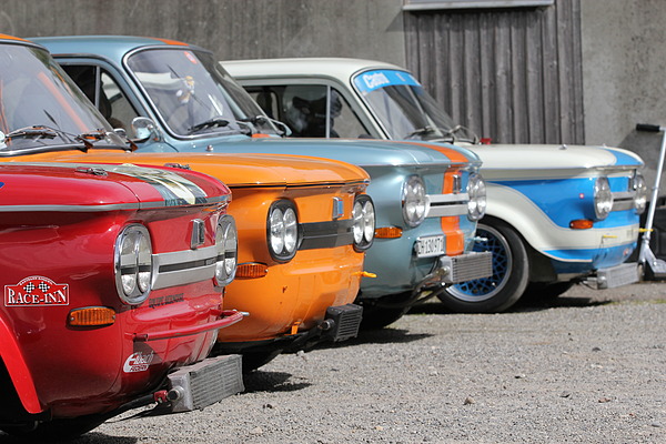 Impressionen vom GP Mutschellen 2012 - NSU TT in verschiedenen Farben im Renntrim