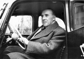 Impressionen vom Genfer Autosalon 1952 - Staatsrat L. Casaï, Präsident des Genfer Staatsrats