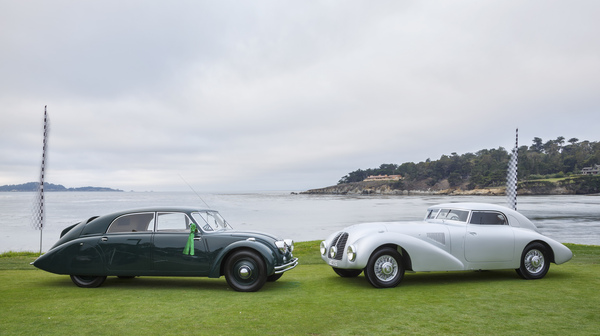 Impressionen vom Pebble Beach Concours d'Elégance 2014 - Tatra T77 und Mercdes Benz 540K Streamliner