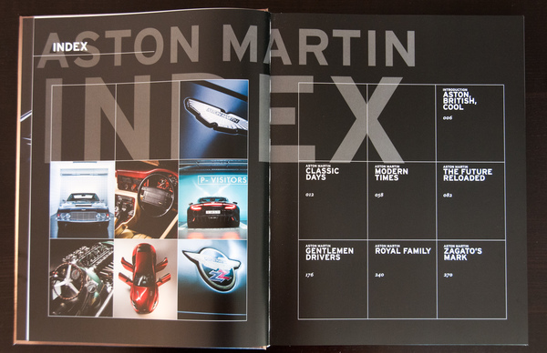 Inhaltsverzeichnis des Buchs «The Aston Martin Book» von René Staud