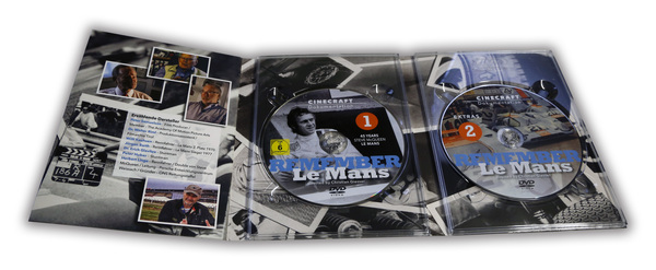 Innenansicht der aufklappbaren DVD von "Remember Le Mans"