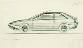 Isuzu Asso Trèfle (1979) - Zeichnung des Prototyps von ItalDesign/Giugiaro