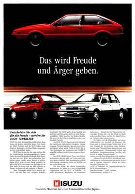 Isuzu Piazza (1987) - Werbung für den Aubau des Händlernetztes in der Schweiz