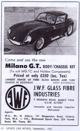 JWF Milano GT (1962) - Inserat in der Zeitschrift Sports Car World in der September-Nummer von 1962
