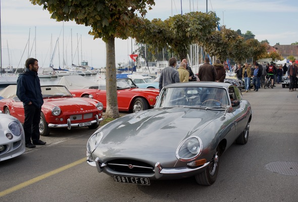 Jaguar E-Type S1 at the Swiss Classic British Car Meeting in Morges 2015