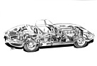 Jaguar E-Type Series 1 3,8 Litre Roadster (1962) - Durchsichtszeichnung
