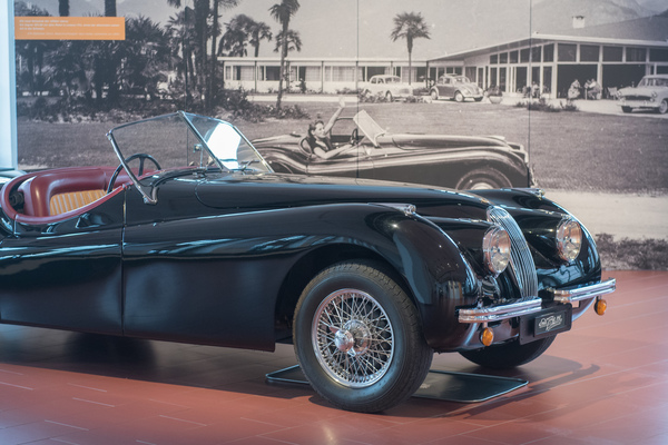 Bild Jaguar XK 120 (1950) - dahinter ein Motel im Tessin
