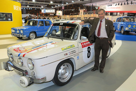 Jean Ragnotti in front of his Rallye Monte-Carlo Historique 2014-Renault R8 Gordini - Impressions from the Rétromobile Paris 2014