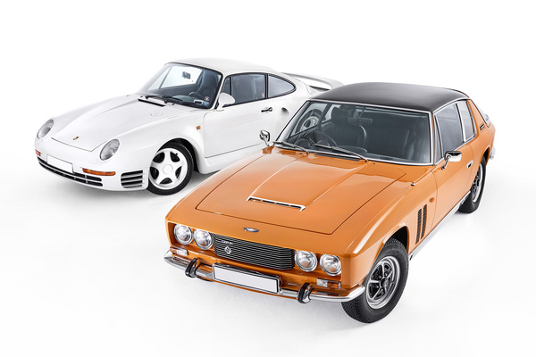 Image: Jensen FF from 1969 and Porsche 959 S from 1987 - figureheads of the "4x4 Performance" special show at the Bremen Classic Motorshow 2026