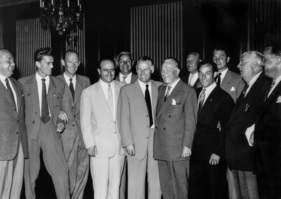 Juan Manuel Fangio, Karl Kling, Stirling Moss und Alfred Neubauer - Grosser Preis von Holland (1955)